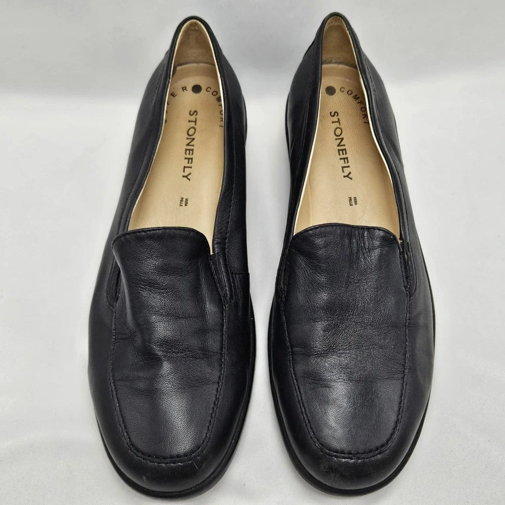 Stonefly Womens Shoes Size 39 US 8 Comfort Slip On Loafers Leather‎ Black